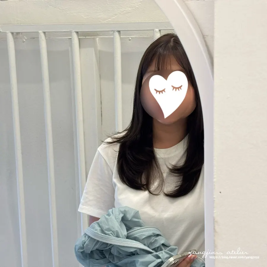Comparison shot of the darker hair color after the tone-down dye