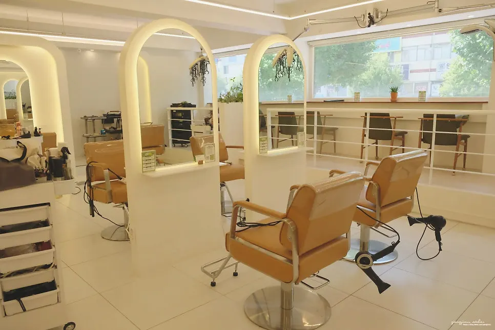 Cozy waiting area of the hair salon