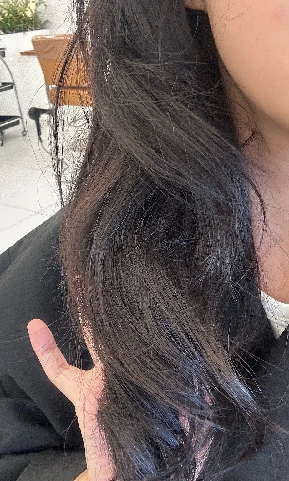 Thick long hair before dyeing