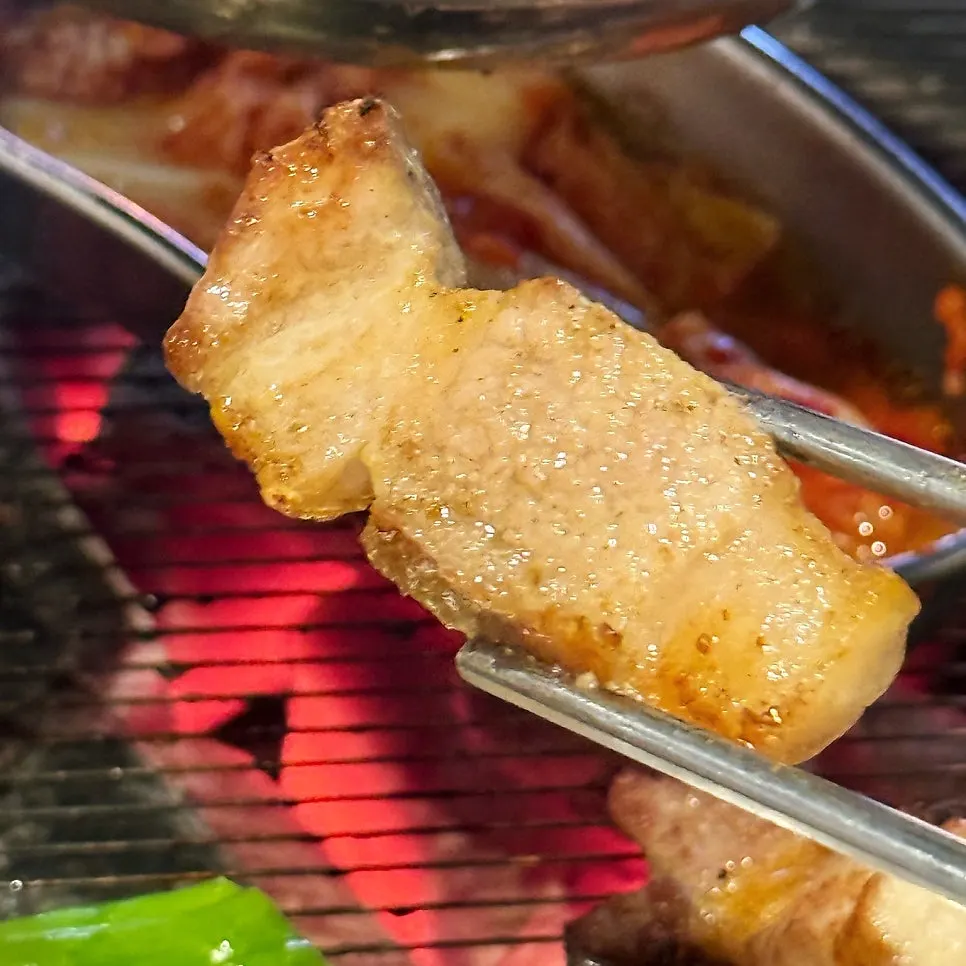 King oyster mushrooms grilled alongside the meat