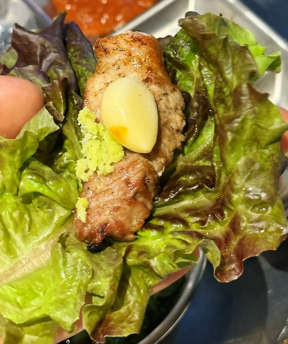 Pork belly dipped in salt