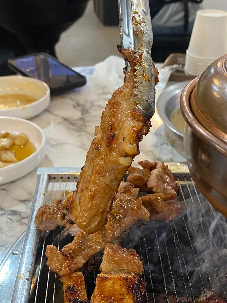 Cold noodles paired with grilled meat