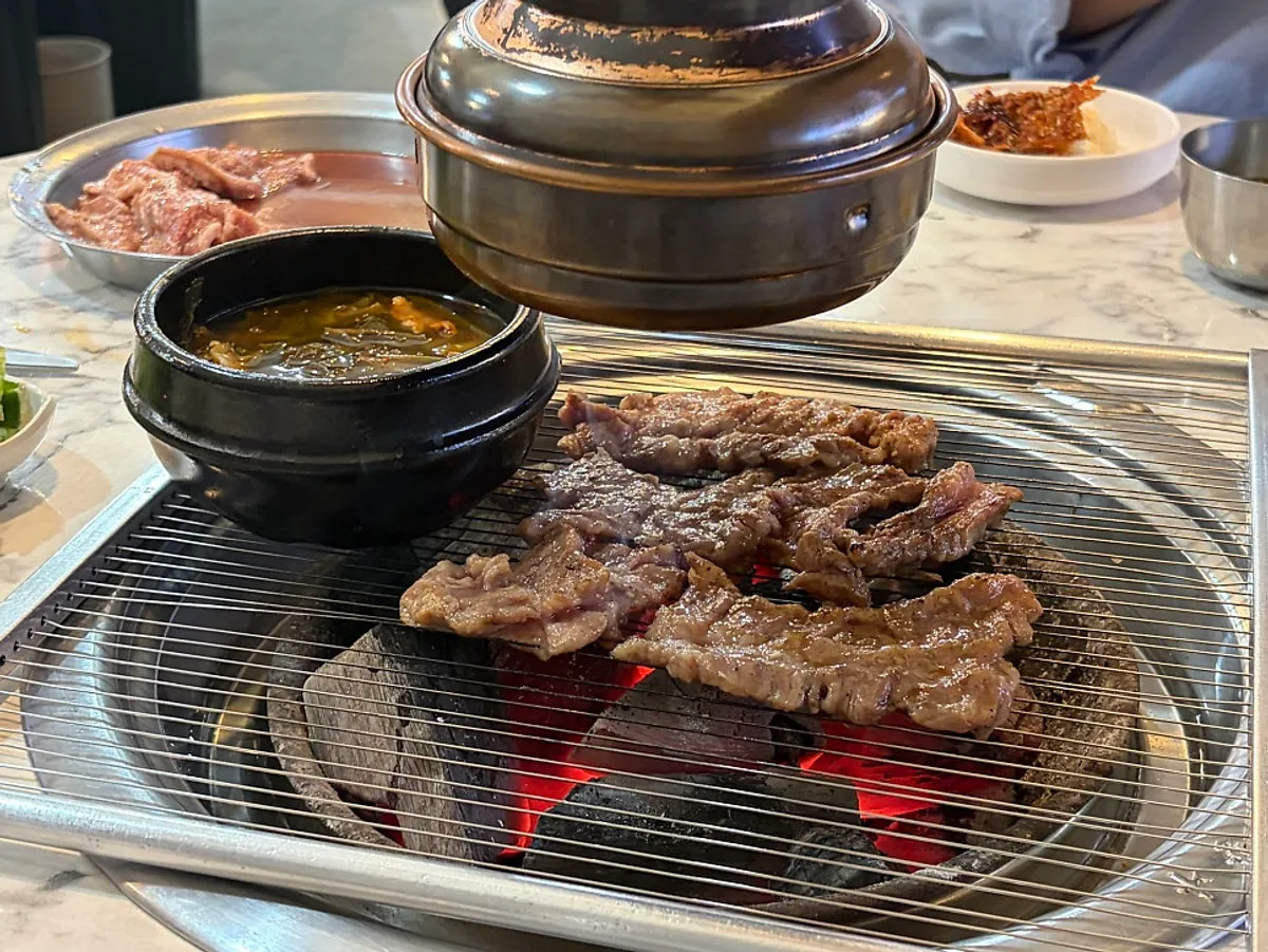 Marinated Seoseo Galbi on the charcoal grill