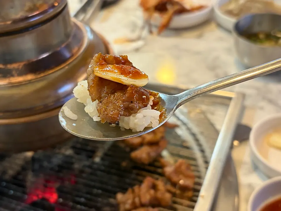 Seoseo Galbi eaten in a ssam wrap