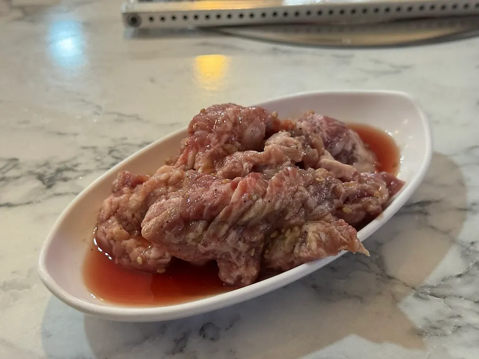 Close-up of glossy fresh short rib