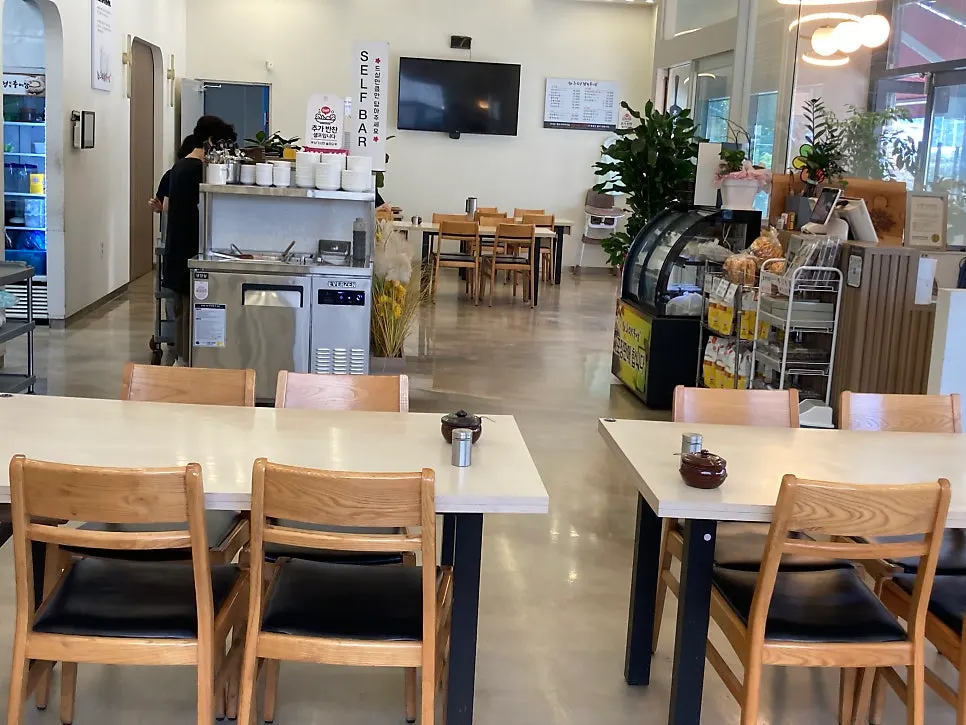 Bright, comfortable seating area of the restaurant