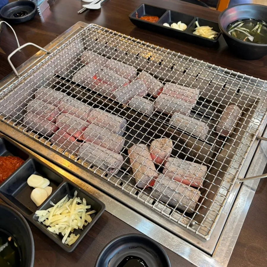 Red-hot charcoal brazier