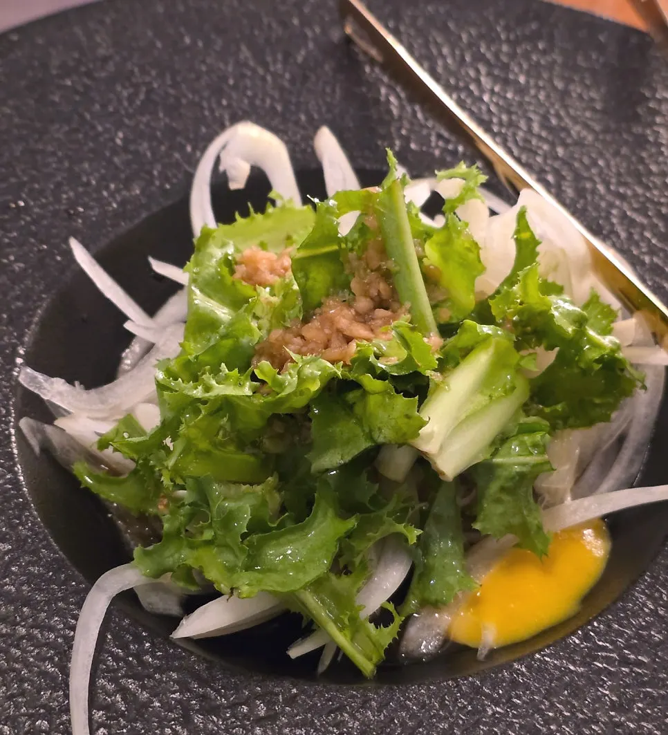 Ssamjang, Maldon salt, and fresh wasabi dipping sauces