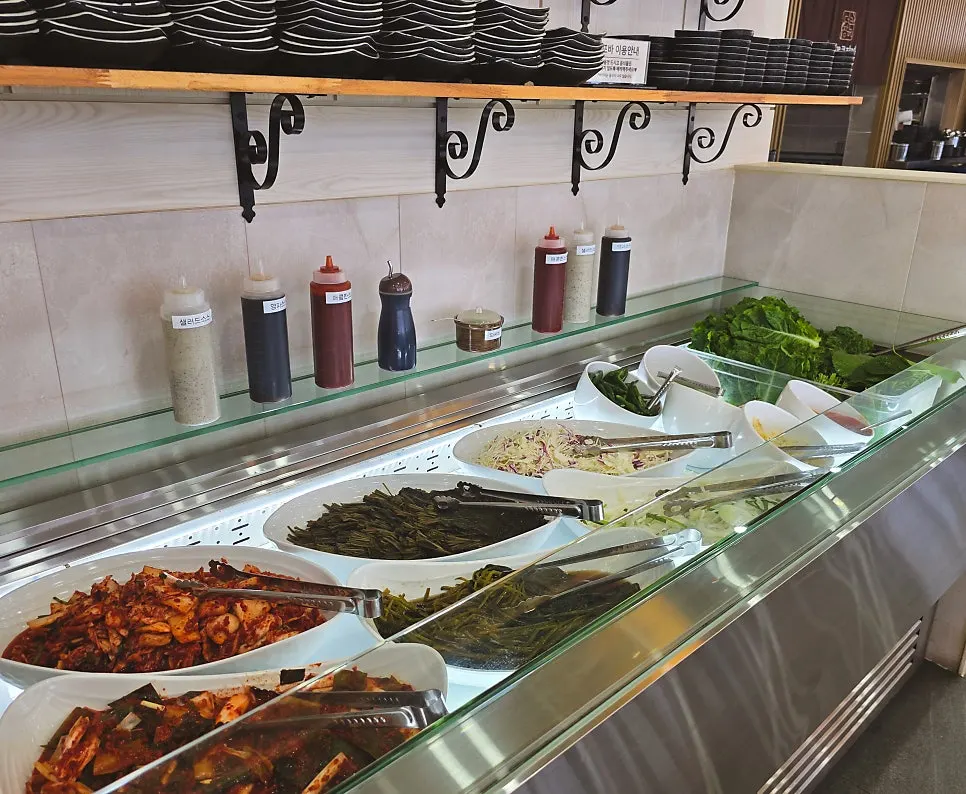 Spicy sauce and wasabi at the self-serve bar