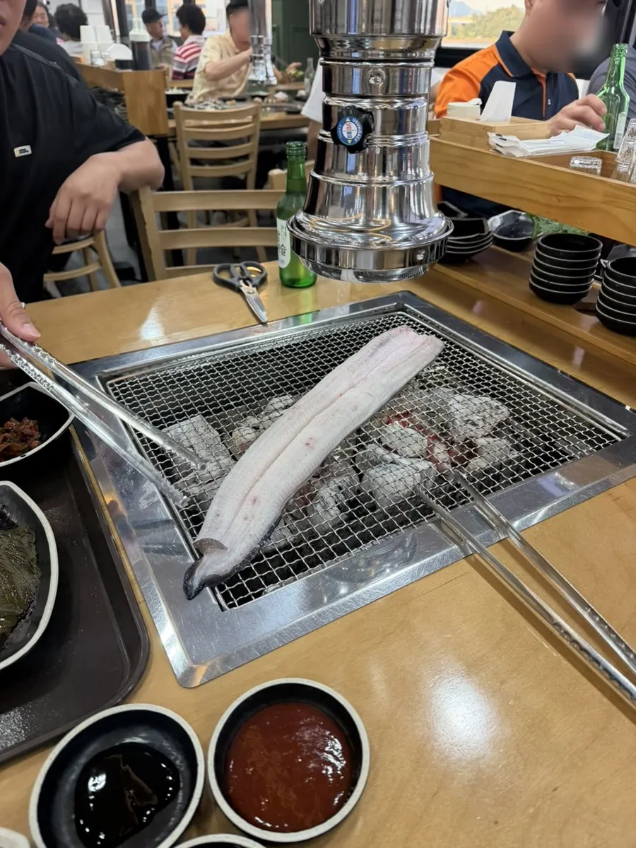 불판을 넘칠 만큼 큰 장어