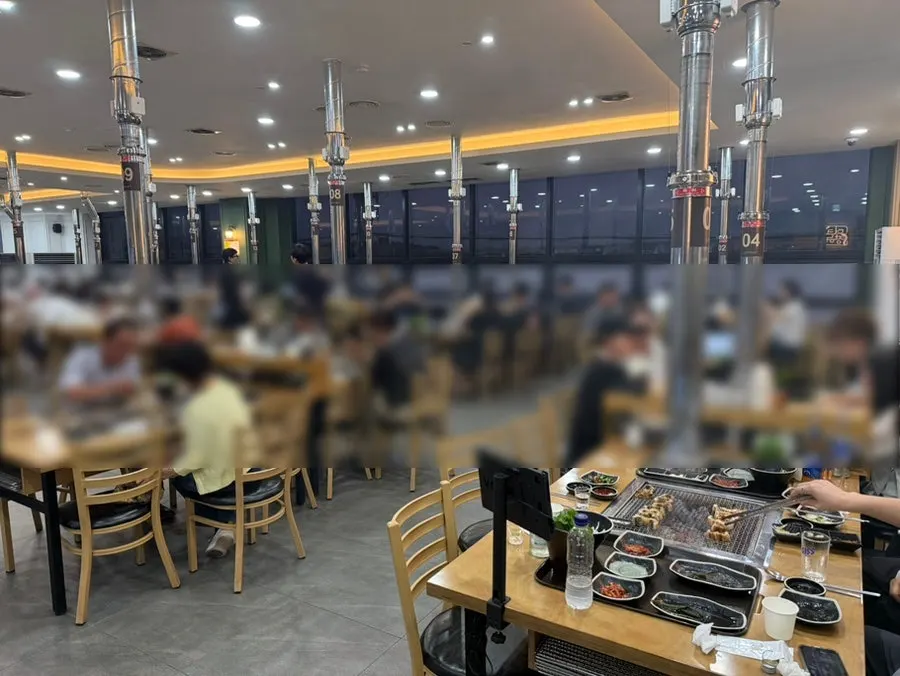 Interior of the second floor with many tables