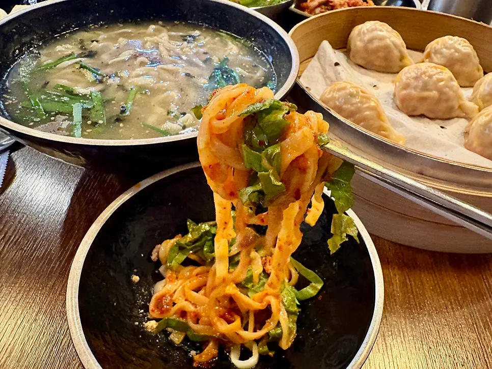 Steamed dumpling packed with kimchi filling