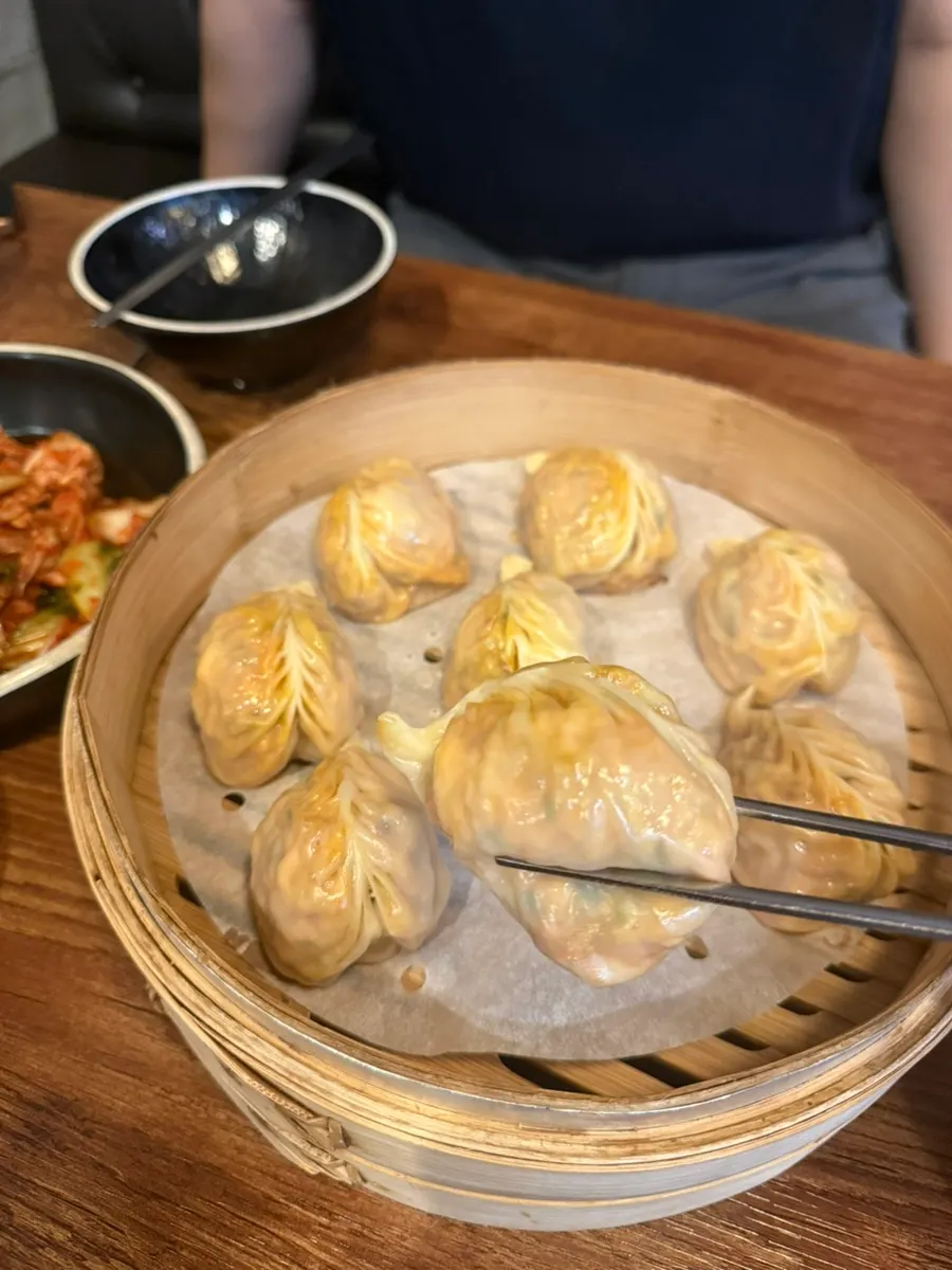 Steamed dumpling filled with kimchi and glass noodles