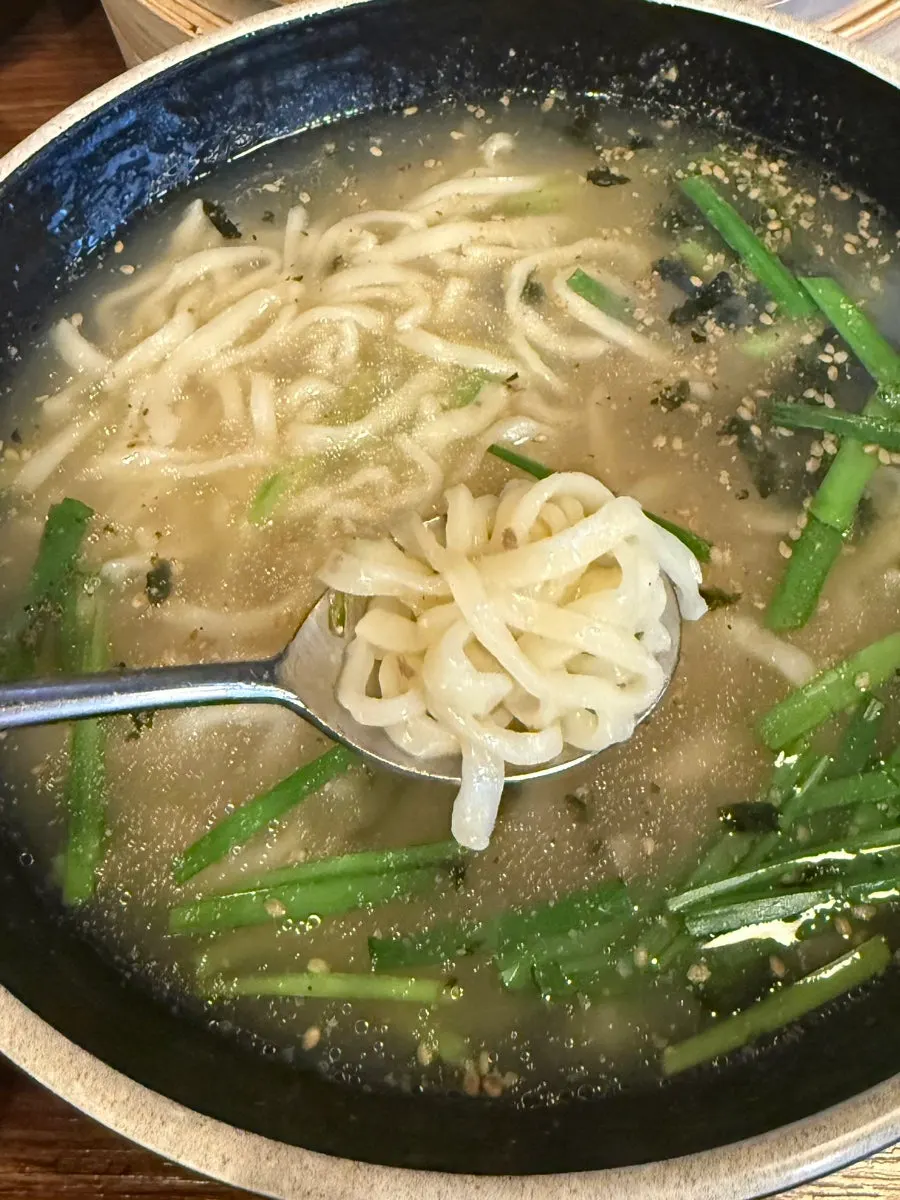 Broth and handmade kalguksu noodles