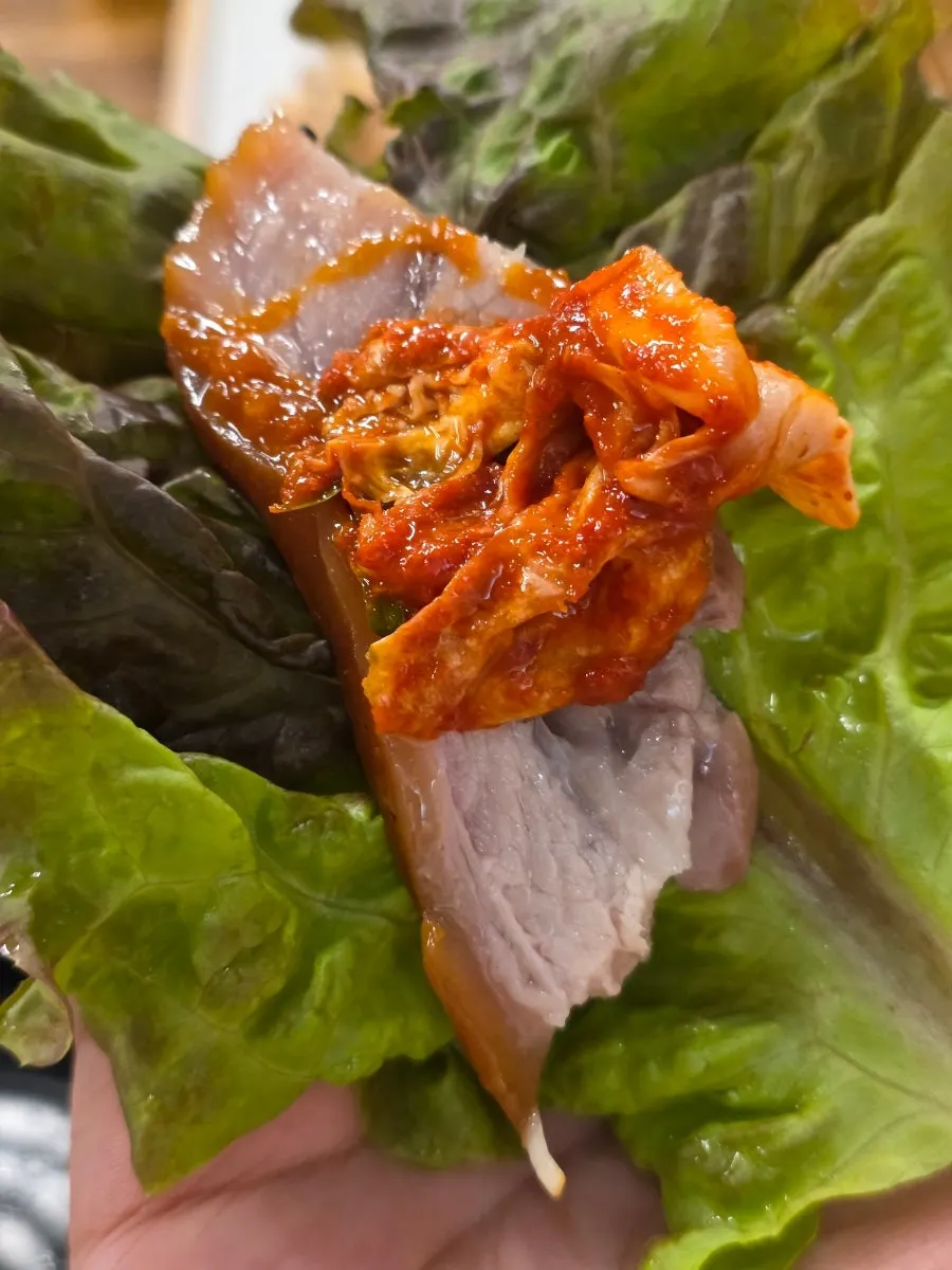 Close-up of jokbal showing the collagen-rich part