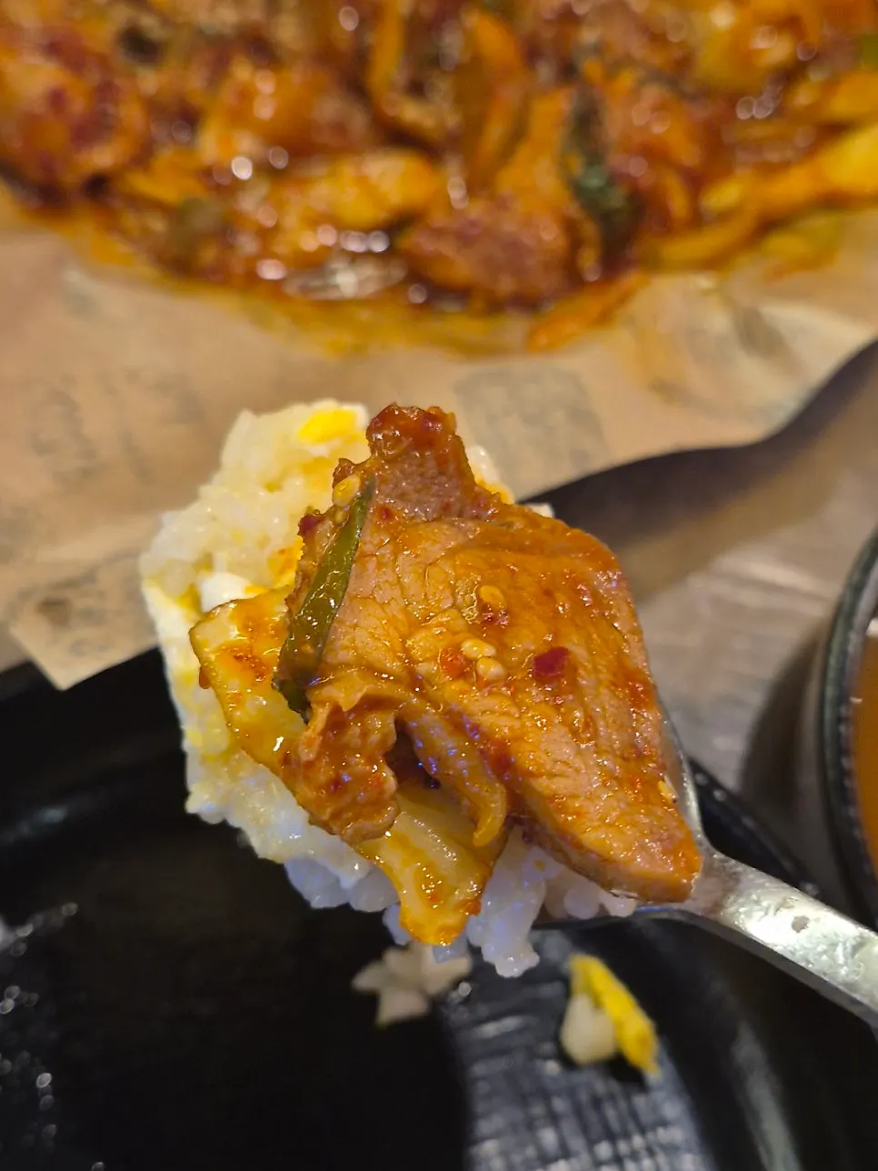 Serving up the pork stir-fry