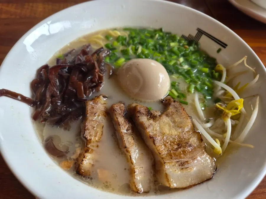 A bowl of basic tonkotsu gyedan ramen