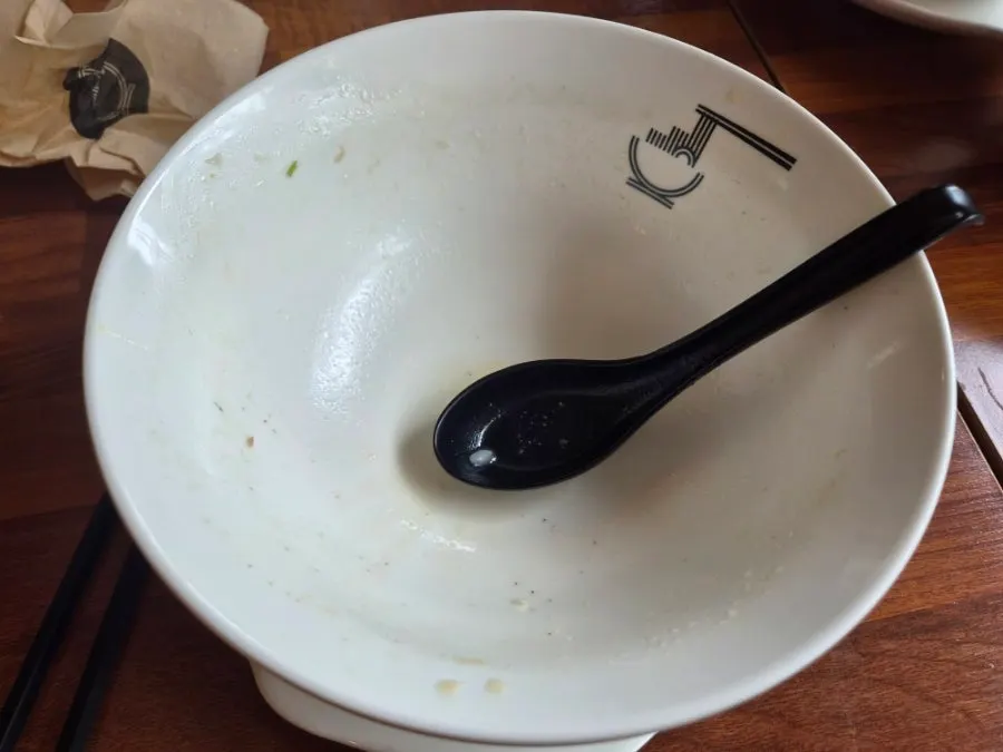 Table with gyedan ramen and tamago-bap