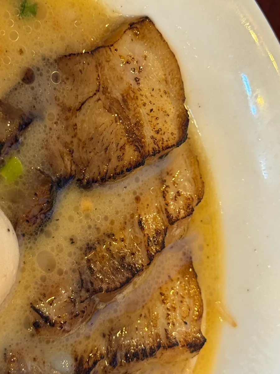 Noodles and broth in the basic Gyedan Ramen