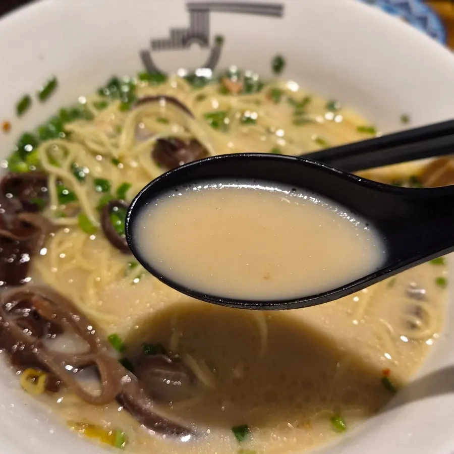 Gyedan Ramen topped with egg, chashu, and wood ear mushroom
