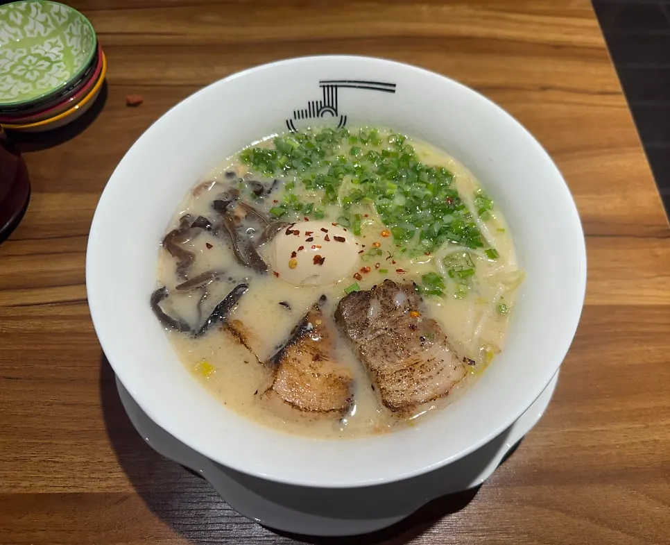 Pale, rich tonkotsu ramen broth
