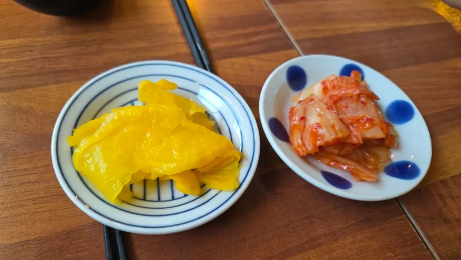 Plate of basic banchan on the table