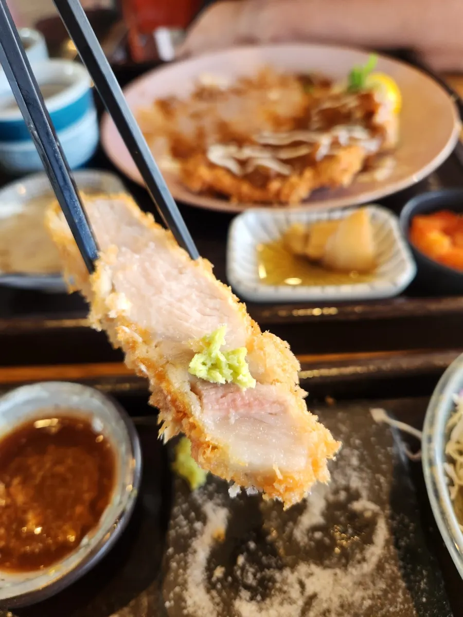 Cross-section of tender tenderloin donkatsu