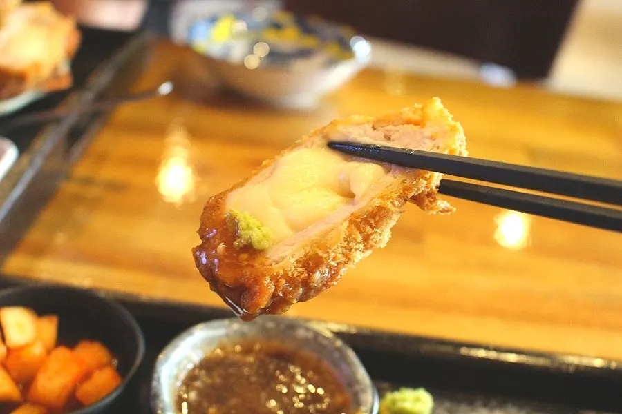 Cheese katsu with stretchy mozzarella pull