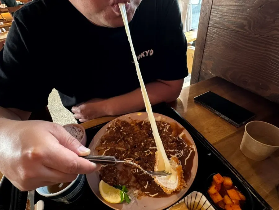 カレーにつけて食べるとんかつ