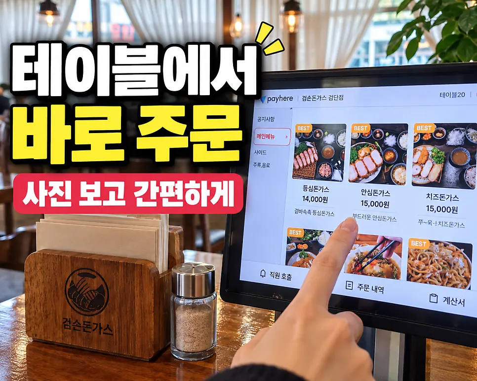 Ordering tablet screen and basic tableware