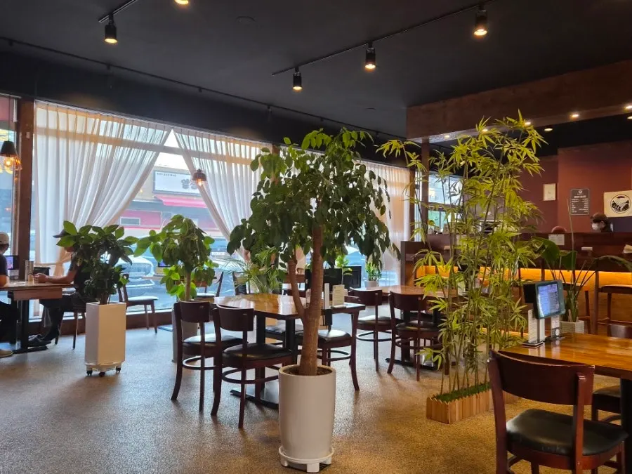 広くて快適な謙遜トンカツ検丹店の店内ホール
