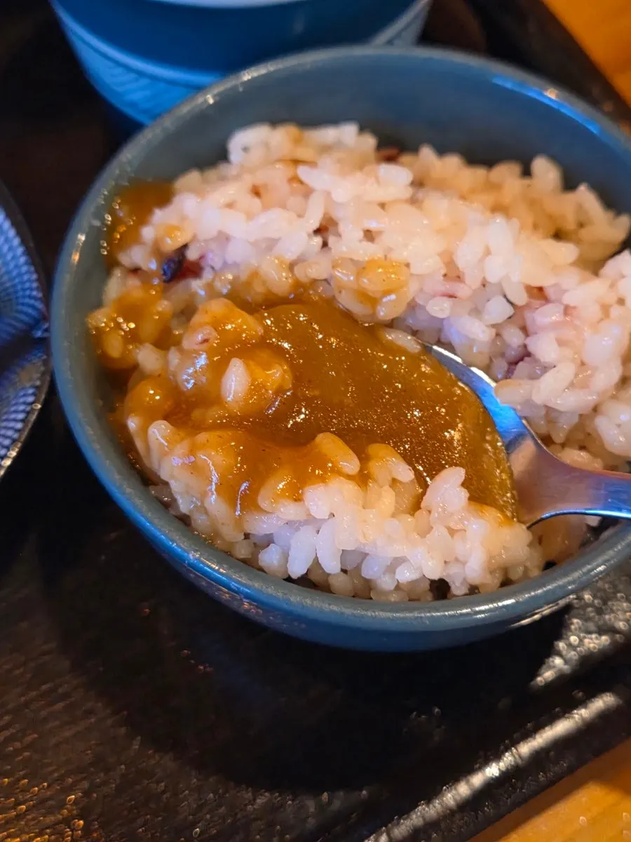 小さな器で一緒に出てきたカレーとご飯