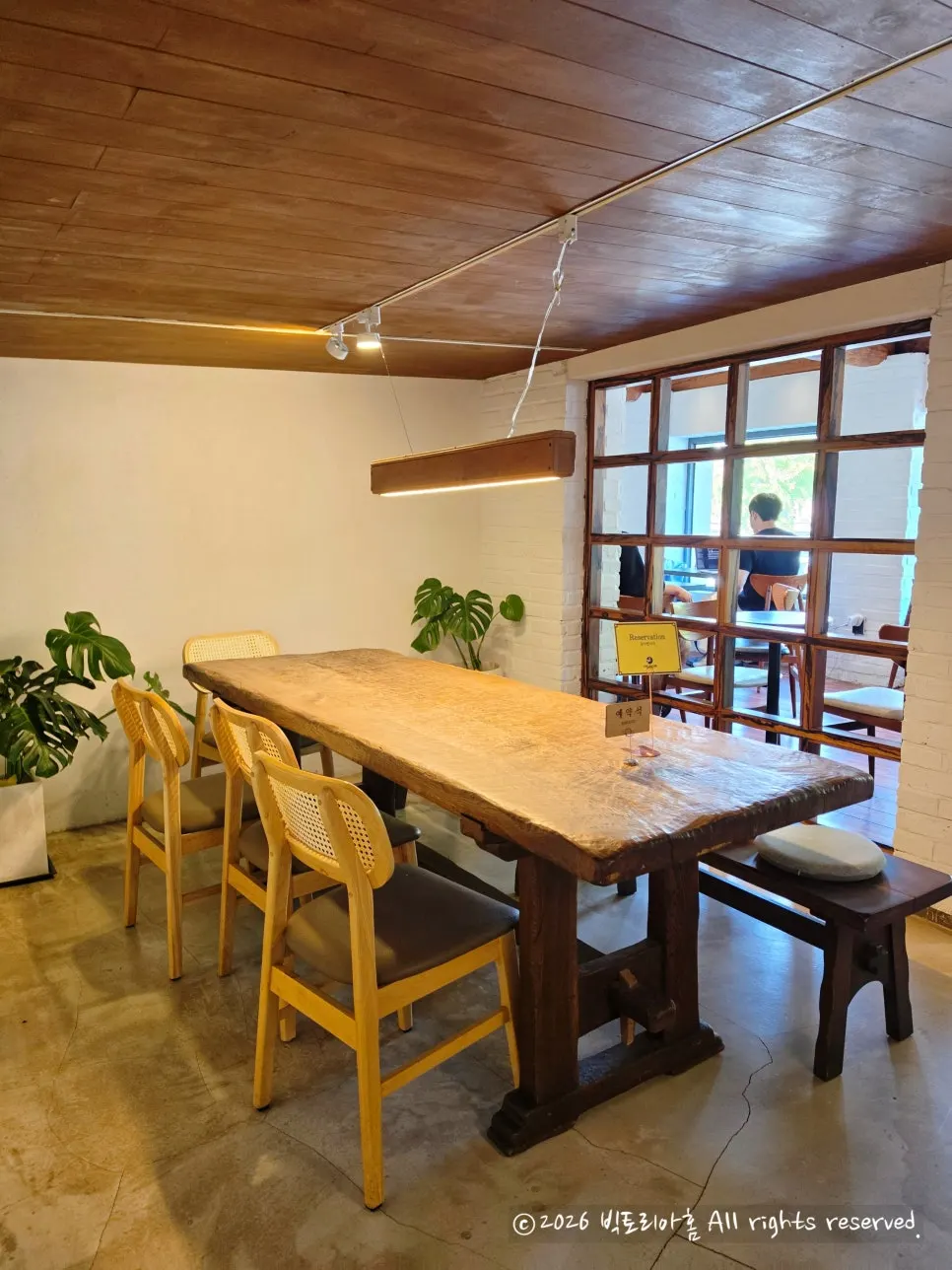 Second-floor café space by the window