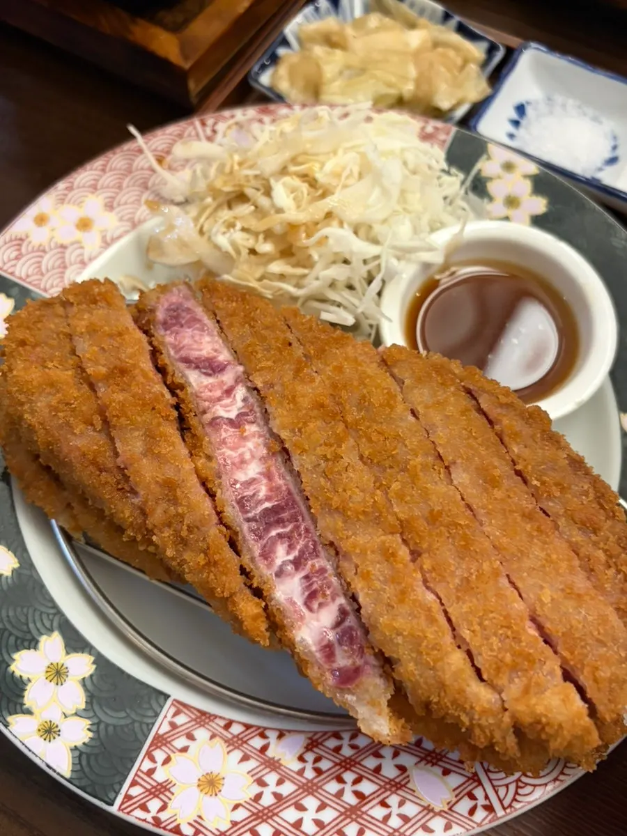 Double sirloin gyukatsu served on a plate