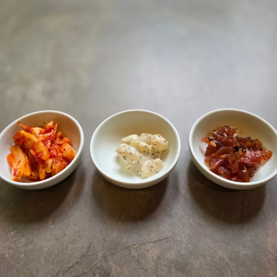 Complimentary pumpkin porridge and side dishes