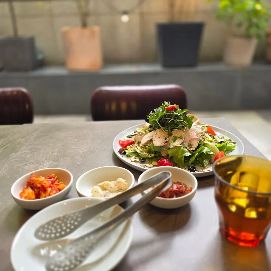 Sesame dressing chicken hemp seed salad