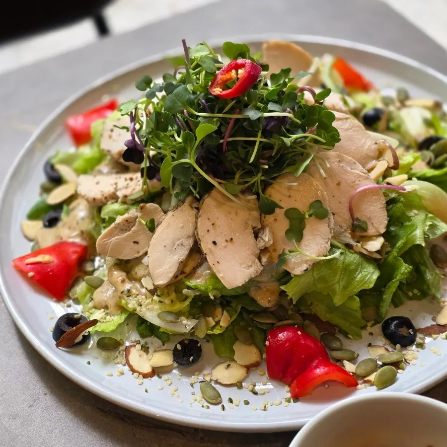 Fresh vegetable and hemp seed salad