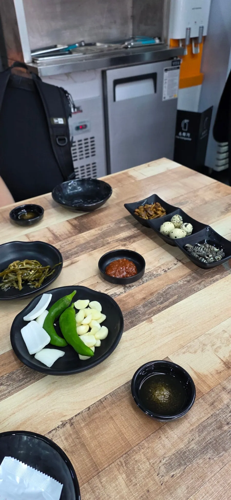 Standard side dish spread with peppers, garlic and onion