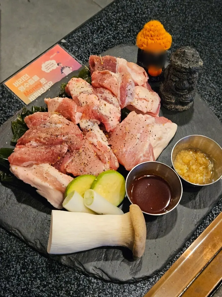 Black pork front cut served on a plate
