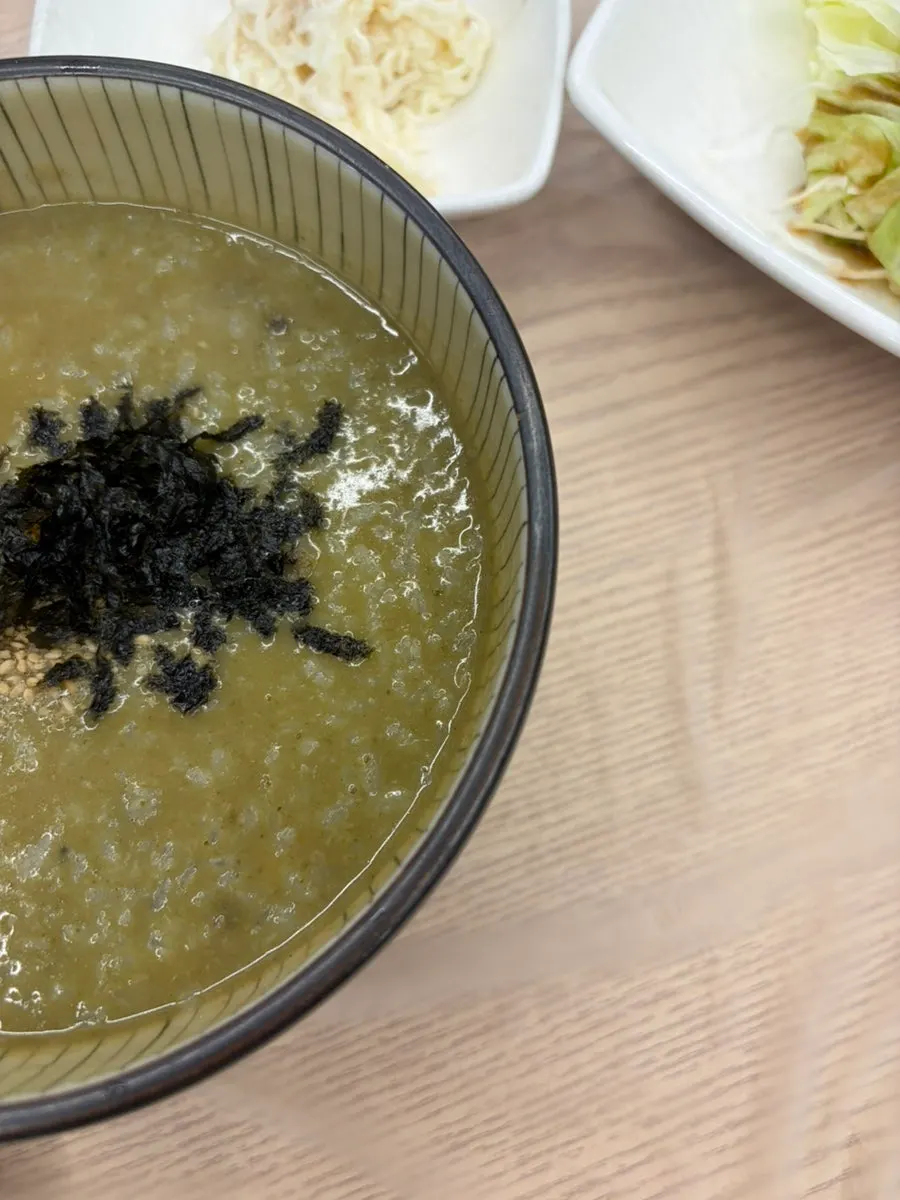 A bowl of jeonbokjuk (abalone porridge) at Wando Cham Jeonbokjip