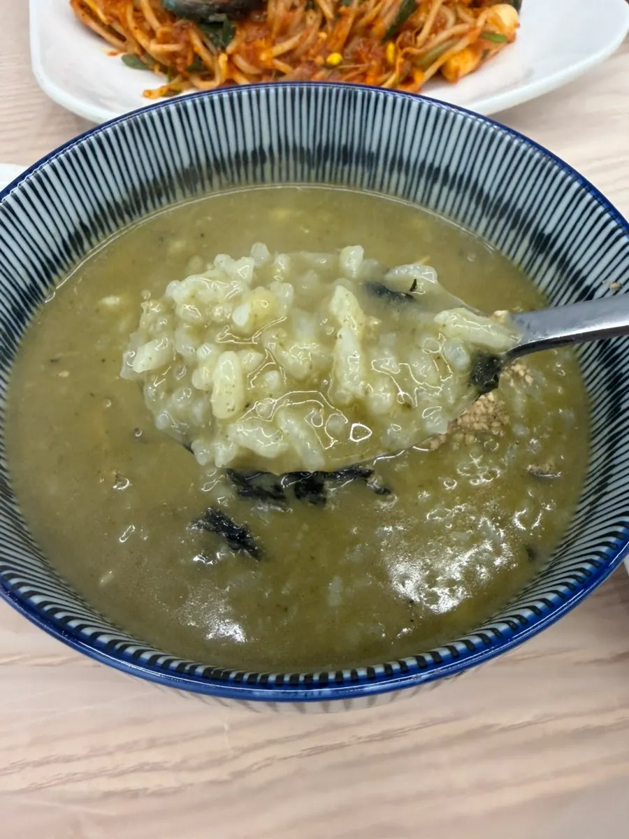 Close-up of a bowl of rich abalone porridge