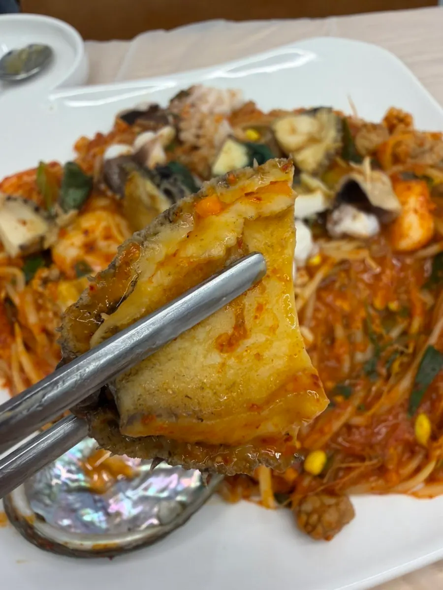 Seafood stew with shrimp, roe, and sea squirt