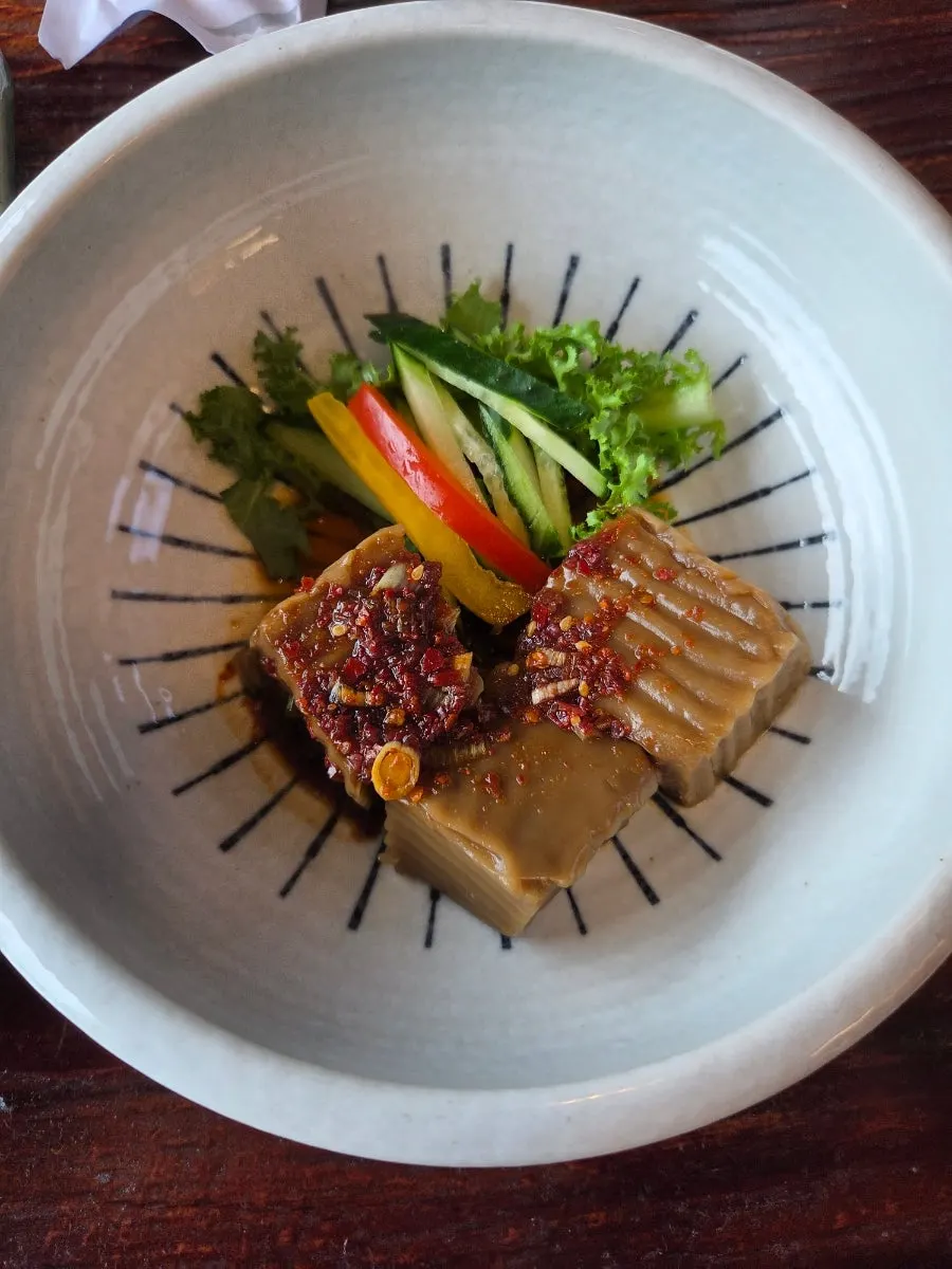 The pancake and jelly plates served first, course-style
