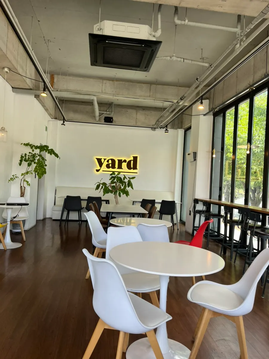 Spacious, clean first-floor interior of Café Yard