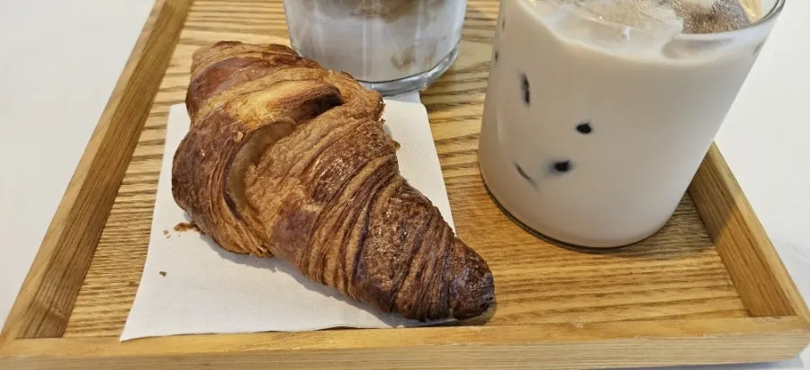 Warmed croissant ready to eat