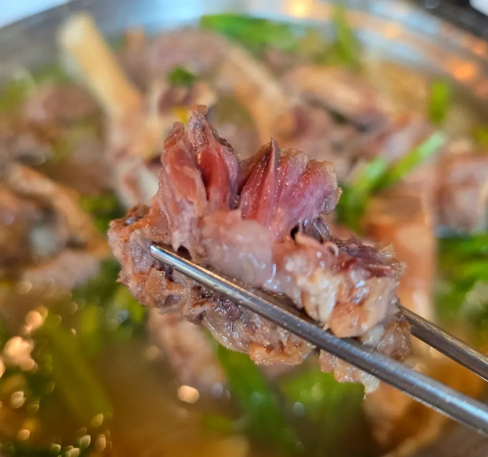 Beef rib meat falling off the bone when lifted with tongs