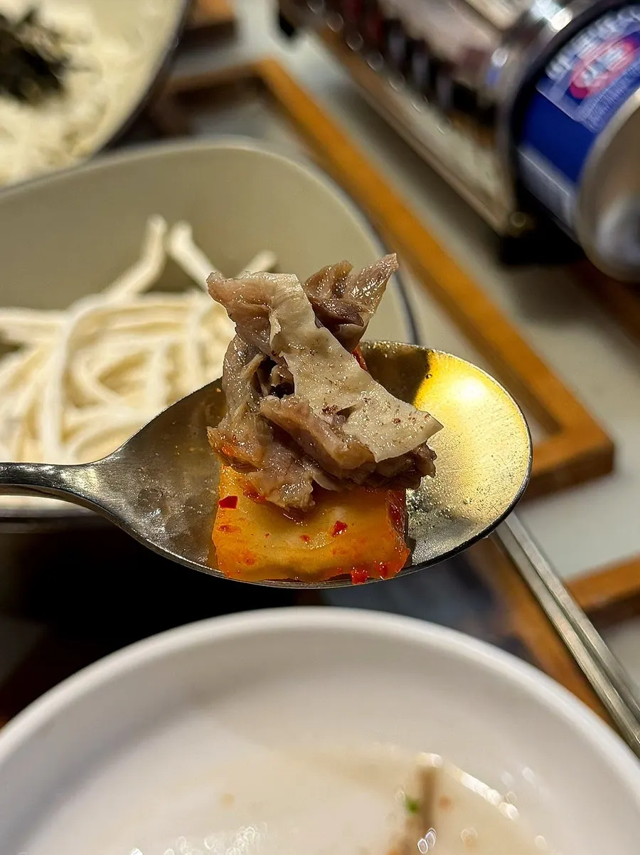 Beef bone rib meat cooked until it separates from the bone