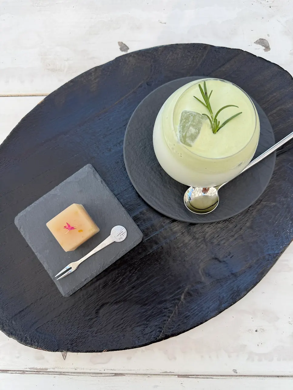 Cheongwol cream matcha served in a moon-jar-shaped cup
