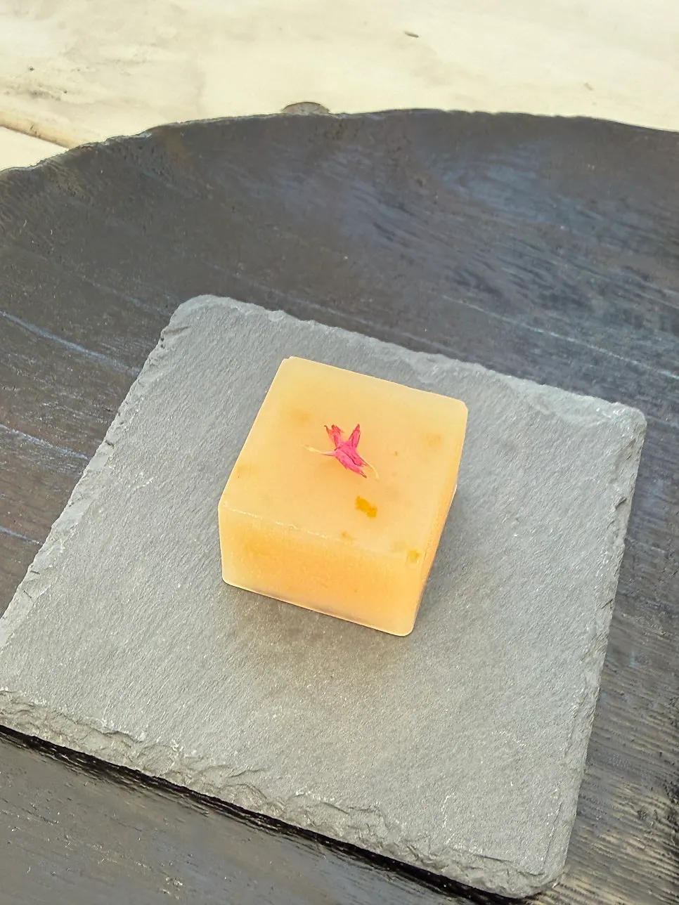 Seasonal yuzu yanggaeng served with matcha