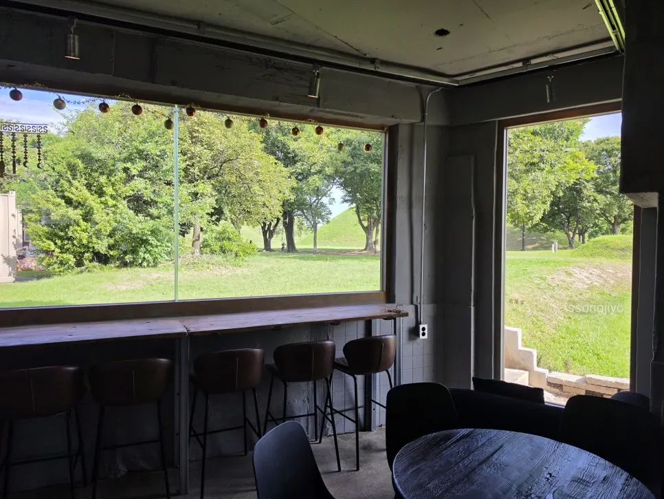 Inside Bonghwangdang café with many window seats